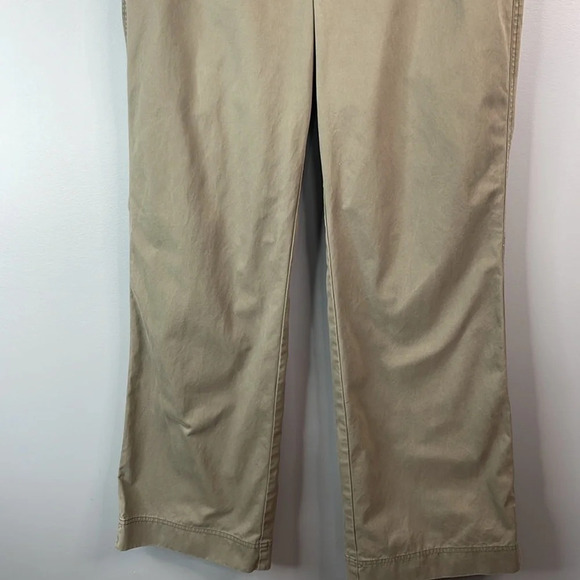 EDDIE BAUER Mercer Fit Twill Trousers Khaki Green High Waist Straight Leg 12 - Picture 4 of 11